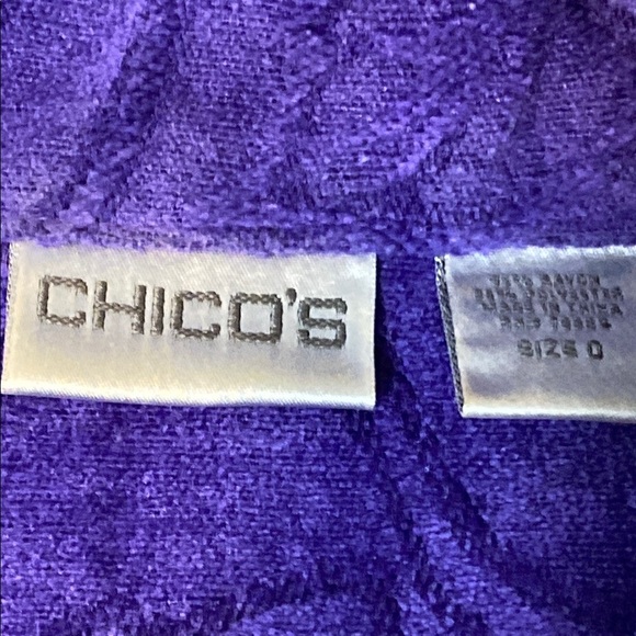 Chico's Purple Embossed Textured Jacket with Collared Neckline - Picture 2 of 7